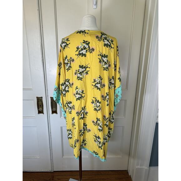 Matilda Jane Floral Kimono Ruana Womens Size XS/S Yellow Blue Boho Festival - Picture 4 of 8